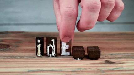 Wall Mural - ideas. spelling word using wooden alphabet blocks