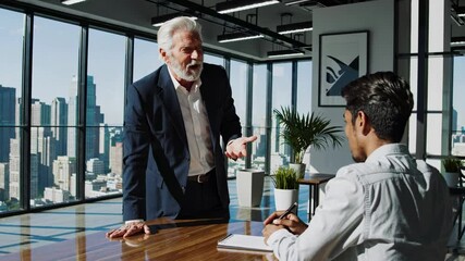 Aufkleber - Business meeting in a modern office with a view of the city skyline during afternoon hours