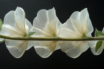 Wall Mural - Translucent White Flowers On A Green Stem