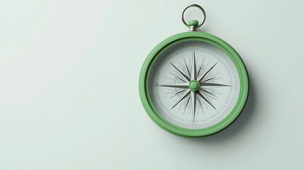 minimal green compass icon in 3d on isolated white background