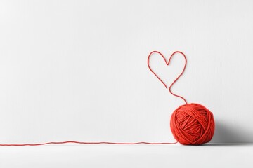 Canvas Print - A minimalist illustration of a single ball of yarn with a strand looping into a simple heart shape, drawn in clean lines on a plain white background