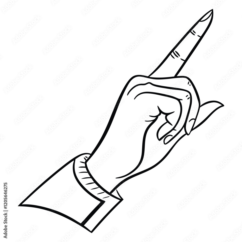 Vector drawing of a hand making a pointing gesture with the index ...