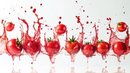 Canvas Print - red tomato falling into water