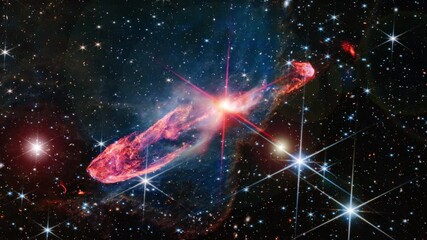 Wall Mural - Galaxy and nebula Herbig haro 4647 shines brightly in this captivating space animation. Animation based on image by nasa