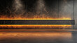 © VERTEX SPACE - Modern interior design featuring sleek wall with glowing orange accents, creating dramatic atmosphere. combination of dark textures and warm lighting enhances space elegance