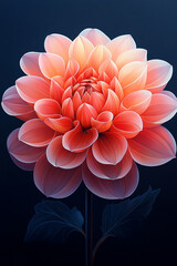 Wall Mural - A Single Coral Dahlia Flower Against a Dark Background