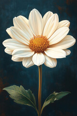 Wall Mural - Creamy White Daisy Flower Against Dark Background