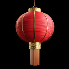 Elegant Red Chinese Lantern with Gold Accents