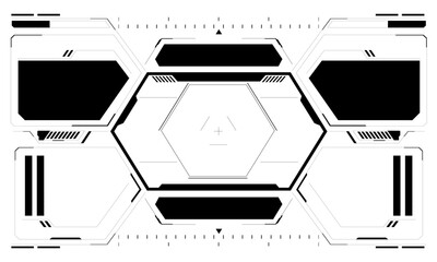 HUD white sci-fi interface screen view grey geometric design virtual reality futuristic technology creative display on white vector