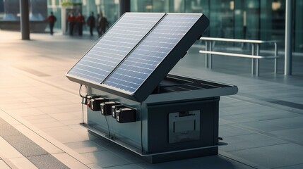 A photo of a solar-powered charging station for electricity