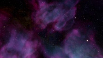 Wall Mural - Majestic Cosmic Scene Experience a breathtaking and beautiful view of stars and nebulae painted in vibrant shades of purple and deep black hues, evoking a sense of wonder and awe