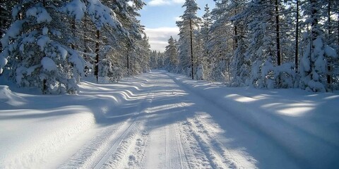 Poster - winter road in the forest