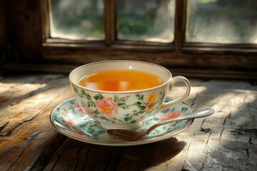 Canvas Print - Tea Cup And Saucer And Spoon