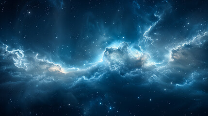 Wall Mural - celestial clouds illuminated by starlight in a cosmic expanse. generative ai