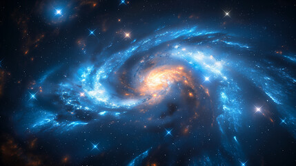 Wall Mural - abstract background of a beautiful glowing blue supernova galaxy in deep space. generative ai