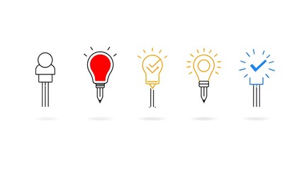 Aufkleber - Comprehensive set of linear business icons designed to represent key concepts such as teamwork  growth  target goals  and innovation  These simple