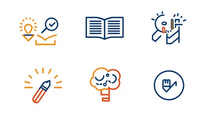 Poster - Comprehensive collection of linear icons symbolizing the concepts of knowledge learning and intelligence  The set includes icons depicting a book a mind and creativity