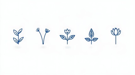 Leinwandbilder - A curated set of 6 linear icons that visually represent key botanical and natural science concepts such as ecosystem  pollination  leaf patterns  and other symbolic elements in a clean  minimalist
