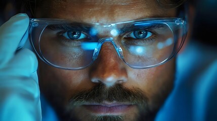 A man wearing glasses is looking at the camera