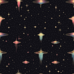 Wall Mural - seamless cosmic wonders: vibrant spacescape with colorful planets and stars, perfect for science fic