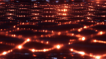 Wall Mural - seamless abstract glowing water surface at night with dark reflections and vibrant light patterns fo