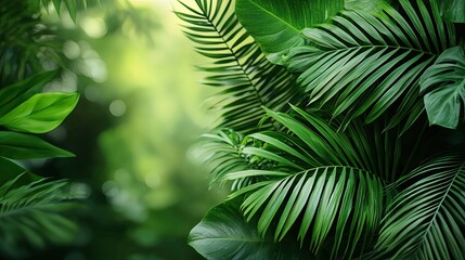 Wall Mural - lush green foliage creating a serene atmosphere in a vibrant tropical environment