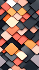 Wall Mural - seamless abstract geometric background with layered colorful squares in orange, black, and peach ton
