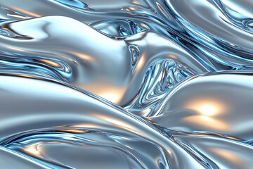 Wall Mural - seamless captivating waves of liquid metal: a stunning close-up of iridescent fluidity in glossy sil