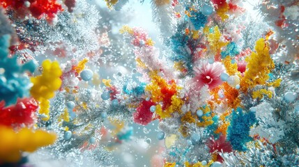 Wall Mural - vibrant abstract particle explosion: a dynamic and colorful composition