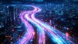 © lolipop - Abstract Futuristic Cityscape with Data Stream Highway