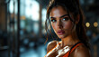 © verdian - Stunning Fitness Portrait: A Woman's Determined Gaze in a Gym Setting