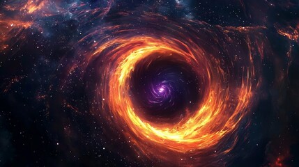 Canvas Print - an intense, glowing vortex in the depths of space, resembling a black hole or wormhole