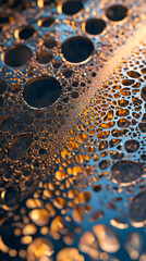 Leinwandbilder - Golden metallic porous organic structure reflecting light, creating an abstract and futuristic background
