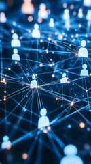 Leinwandbilder - Interconnected user icons forming a vast network, symbolizing global communication, social media, and online communities