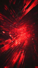 Fototapete - Vivid red hyperspace jump effect generating luminous light trails, evoking rapid sci-fi movement and dynamic energy