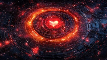 Wall Mural - fiery cosmic heart: a swirling galaxy of passionate energy