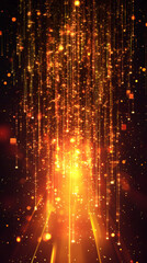 Poster - Golden glitter raining down sparkling luminous pathway, generating magical festive ambiance