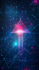 Aufkleber - Glowing geometric arrow pointing upward, symbolizing digital advancement, financial progress