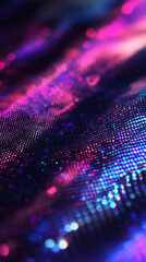 Poster - Wavy holographic surface reflecting vibrant pink and blue light, creating a mesmerizing visual effect