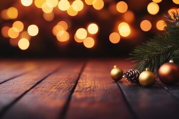 Poster - Golden light particles float softly against a dark red and gold backdrop, evoking a warm holiday spirit with space for additional text or designs on the right side