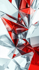 Leinwandbilder - Complex structure made of abstract red and white glass shards resembling a crystal or gemstone, creating a visually appealing design