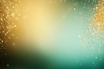 Leinwandbilder - A tranquil blend of emerald green transitioning into pastel yellow creates a luxurious backdrop, adorned with sparkling champagne gold hints for a serene mood