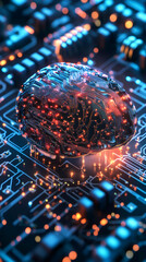 Leinwandbilder - Neural network circuit board glowing, representing advanced AI technology and computational intelligence