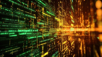 Digital code tunnel, glowing, abstract, technology background, future