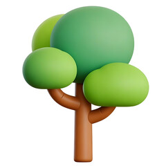 Wall Mural - Cartoon tree 3D render stylized green foliage