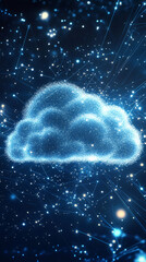 Poster - Cloud computing network connecting global data infrastructure, representing digital transformation and seamless technological interconnectivity