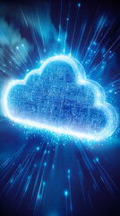 Leinwandbilder - Digital cloud network visualizing data flow with streaming information signals