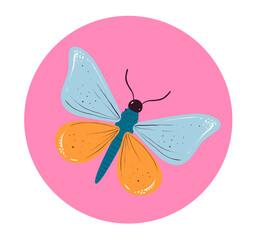 Sticker - Butterfly insect moth cute concept. Vector design graphic illustration