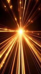 Aufkleber - Golden light streaks exploding from a bright core on a black background, creating a powerful and dynamic visual