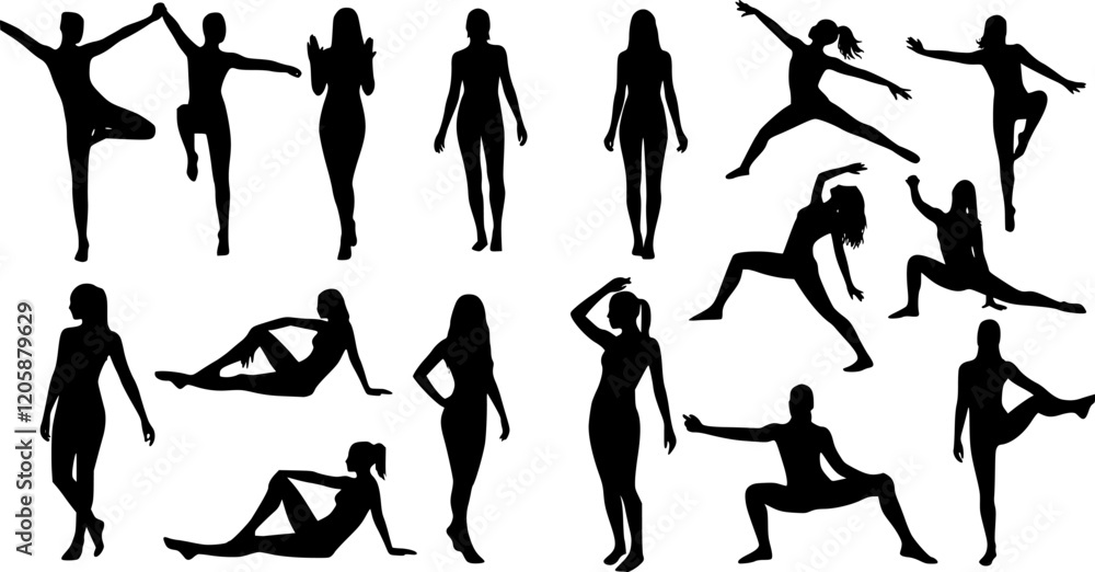Collection of naked women vector silhouettes Stock Vector Adobe Stock